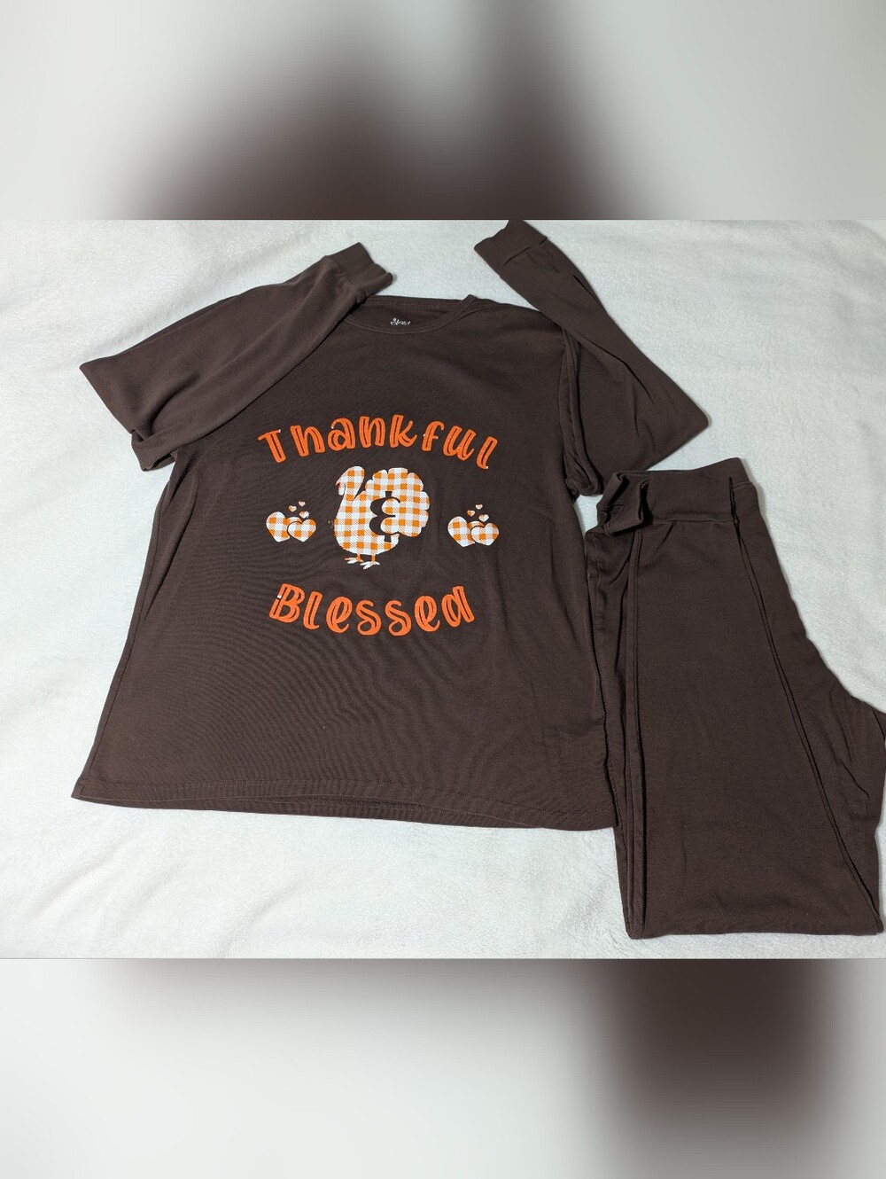Men's Custom Graphic "Thankful & Blessed" Thanksgiving Pajama/Loungewear Set